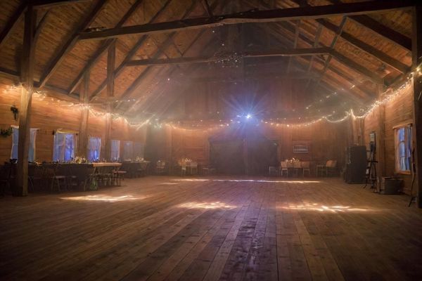 Barn wedding setup with DJ in Kawartha Lakes, Ontario